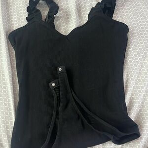 Blue Rain Black Ruffled Sleeveless Bodysuit